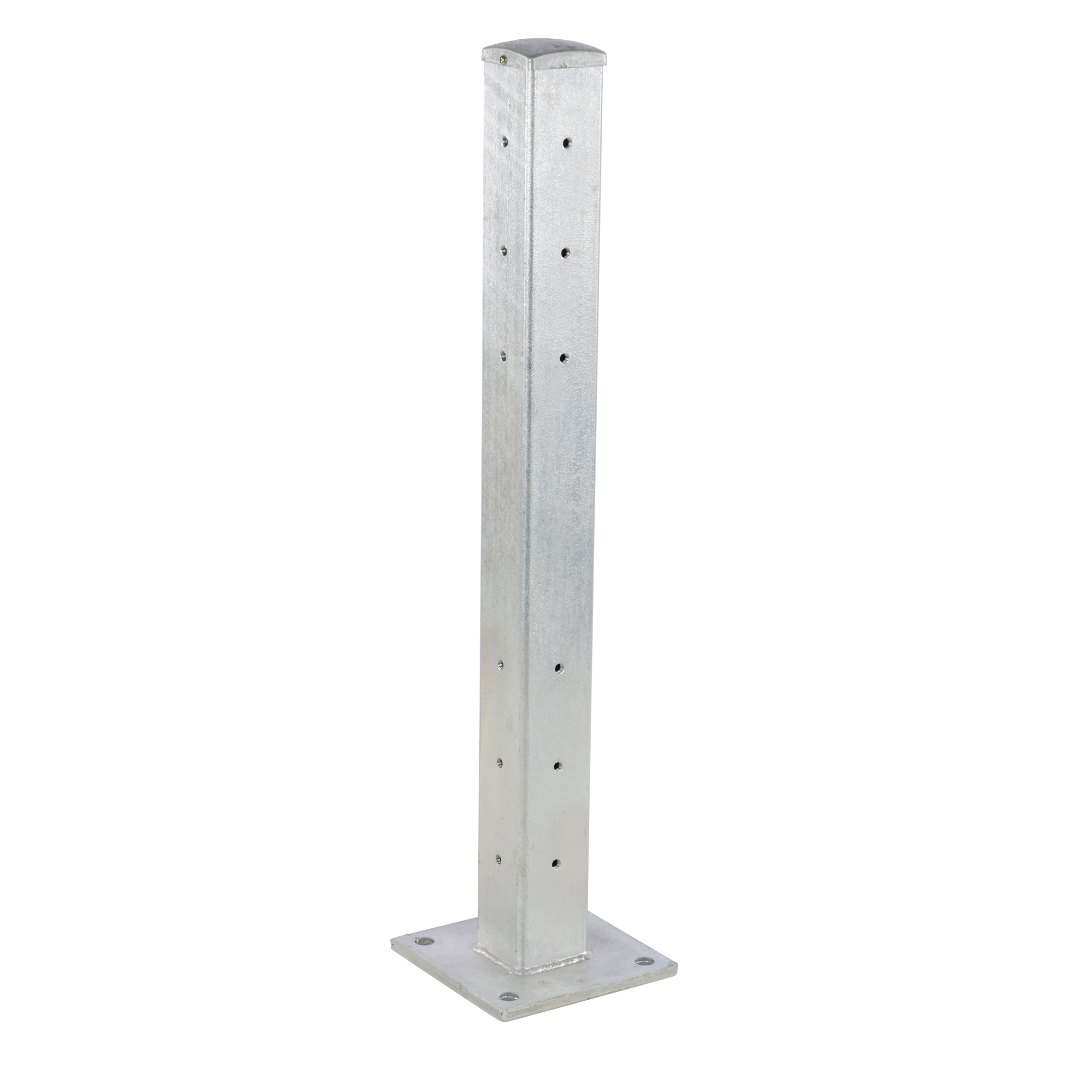 Vestil Ribbed Rigid Bolt-On Post - 9.875in. Length, 3 Ribs, Hot-Dipped Galvanized, Model# GR-F3R-BO-TP42-HDG